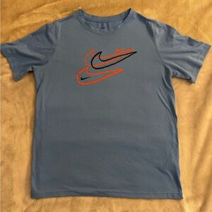 Nike Baby Blue Tee with Orange and Black Swoosh